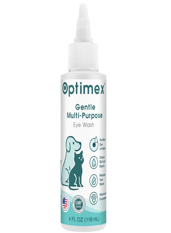 Optimex غسول أوبتيمكس اللطيف متعدد الأغراض للعيون للكلاب والقطط - 118 مل - يساعد في علاج التهابات العين، والاحمرار، والتهيج، وبقع الدموع، والإفرازات - يدعم علاج التهاب الملتحمة، والتهاب الملتحمة، وجفاف العين - تركيبة بيطرية - Image 1